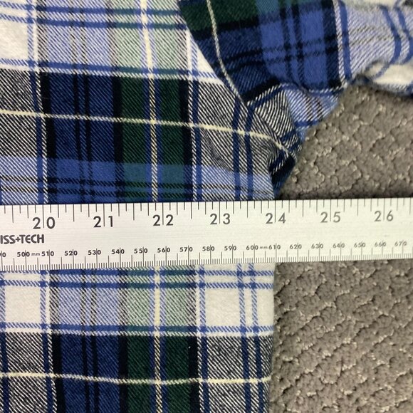 Vermont Flannel Co. Henley Shirt Men's Small Blue Green Plaid Check Pullover - Picture 9 of 13